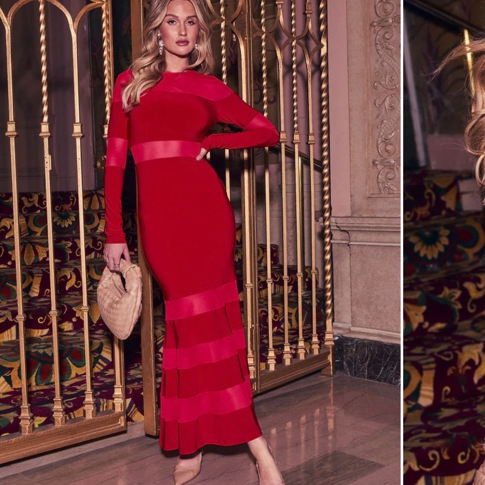 Vici Vibrant Red Long Sleeve Dress
